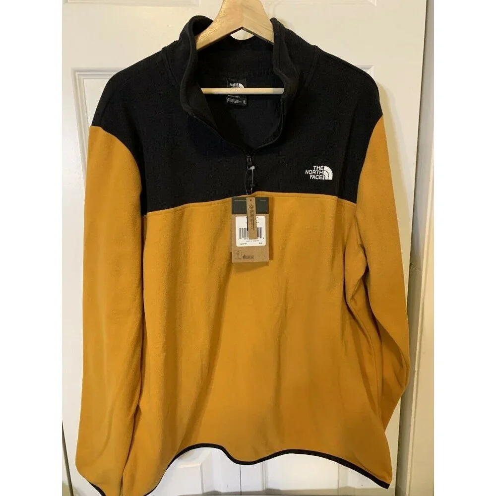 The North Face Fleece Pullover Sweater Jacket Men’s‎ Sz XL Gold Black